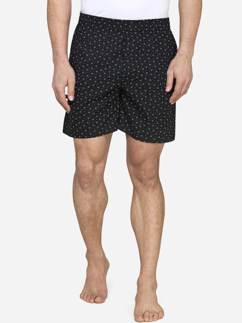 

JADE BLUE Men Black Printed Regular Fit Regular Shorts