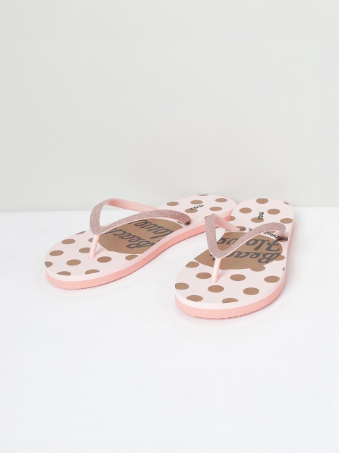 

max Women Pink & Gold-Toned Printed Thong Flip-Flops