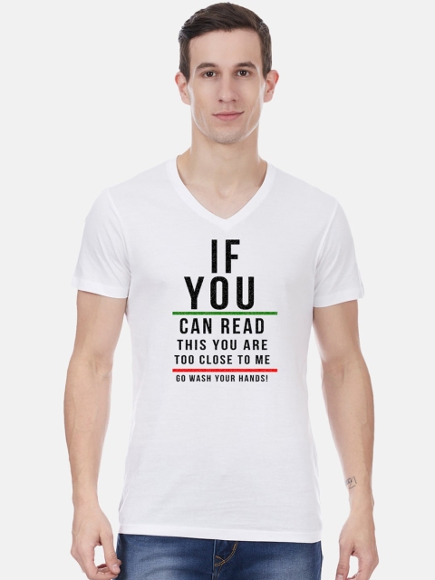 

Free Authority Men White Social Distancing Printed V-Neck T-shirt