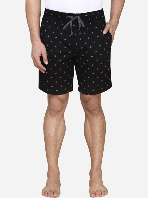 

JADE BLUE Men Black Printed Regular Fit Regular Shorts