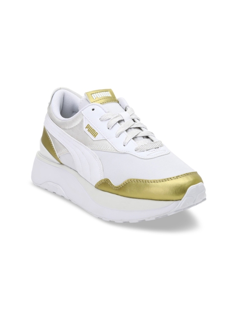 

Puma Women White & Gold-Coloured Colourblocked Sneakers