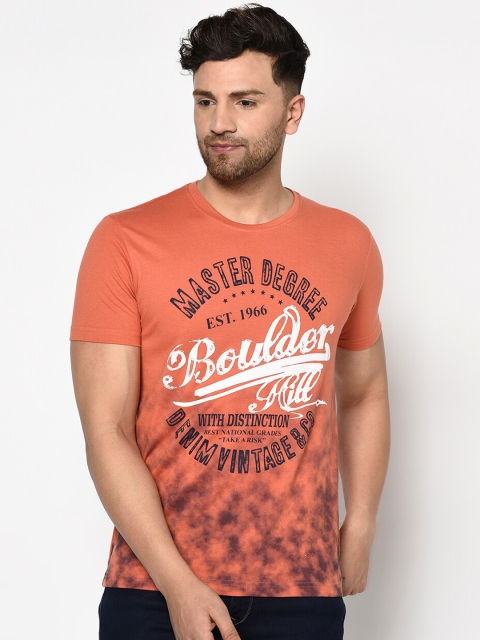 

Duke Men Orange Printed Round Neck T-shirt