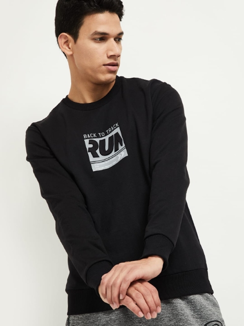 

max Men Black Printed Sweatshirt