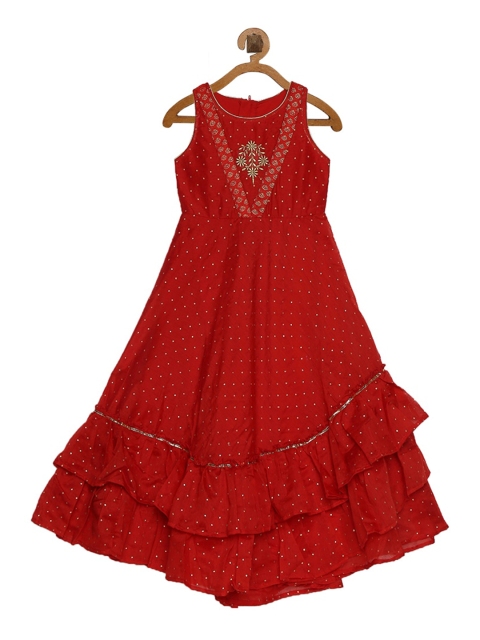 

Rianna Girls Red Printed Maxi Dress