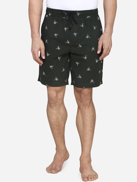 

JADE BLUE Men Green & White Printed Lounge Shorts