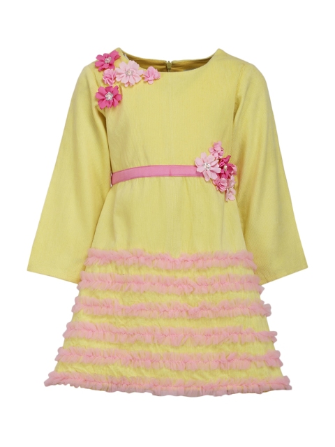 

A Little Fable Girls Yellow Embellished A-Line Dress