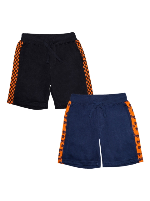 

KiddoPanti Boys Pack of 2 Solid Regular Fit Regular Shorts, Black