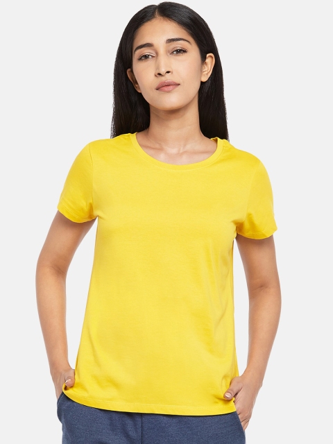 

Dreamz by Pantaloons Women Yellow Solid Lounge T-Shirt