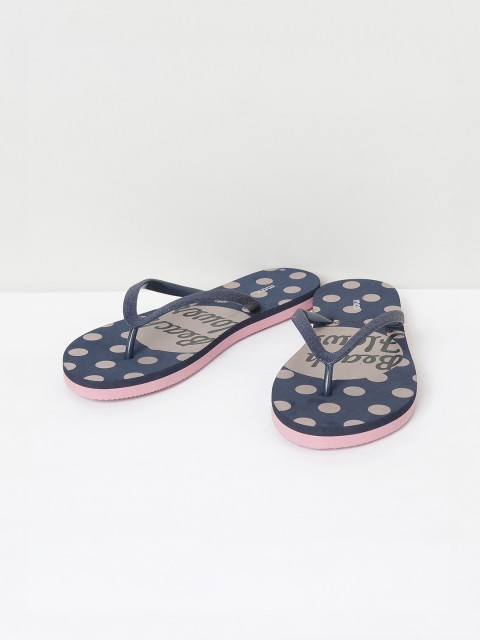 

max Women Navy Blue & Pink Printed Slip-On
