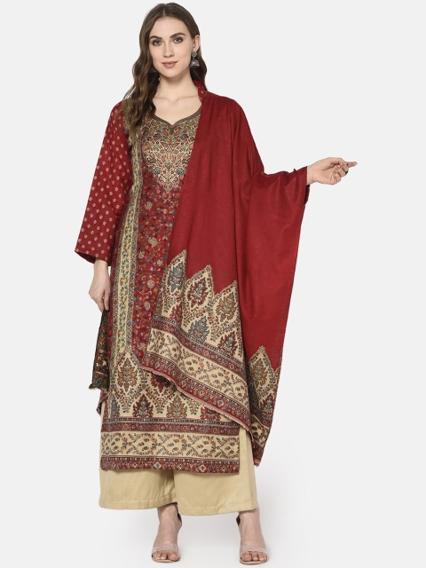 

Safaa Red & Beige Viscose Rayon Unstitched Dress Material