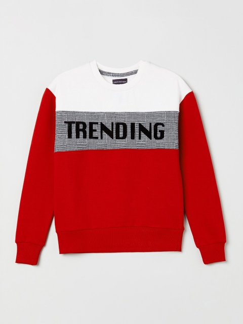 

max Girls Red & White Colourblocked Sweatshirt