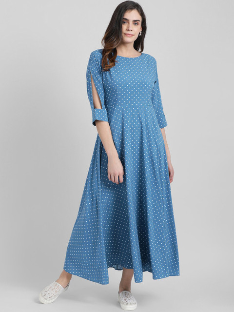 

Zink London Women Blue Printed Maxi Dress
