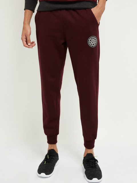 

max Men Maroon Solid Joggers