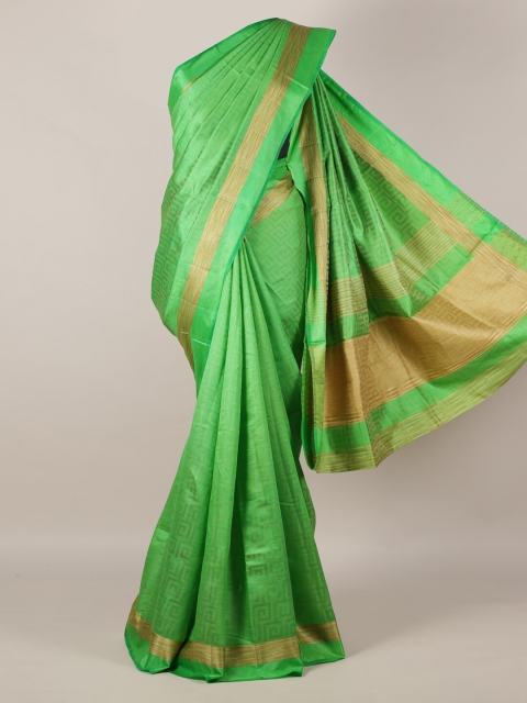 Pothys Green Solid Jute Silk Saree