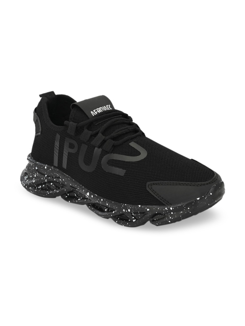 

AfroJack Men Black Woven Design Mesh Mid-Top Sneakers