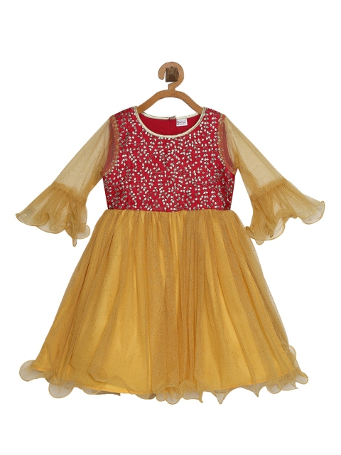 

Rianna Girls Red Embroidered Fit and Flare Dress