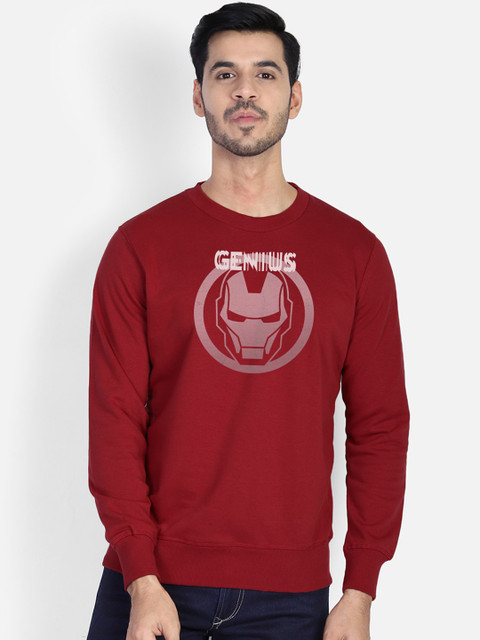 

Free Authority Iron Man Print Crew Neck Red Sweatshirt for Men