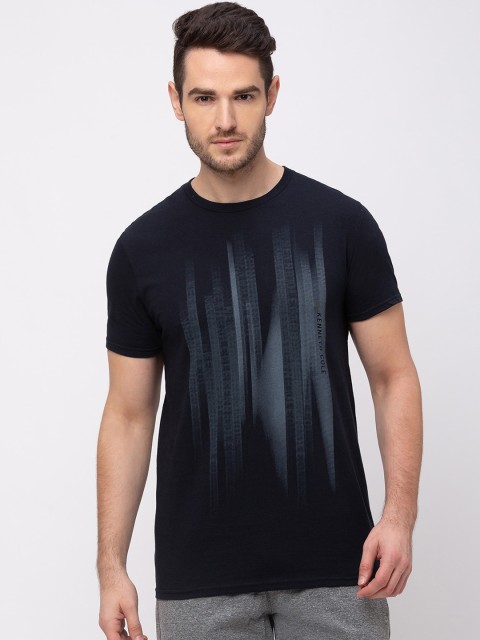 

Kenneth Cole Men Navy Blue Printed Round Neck T-shirt