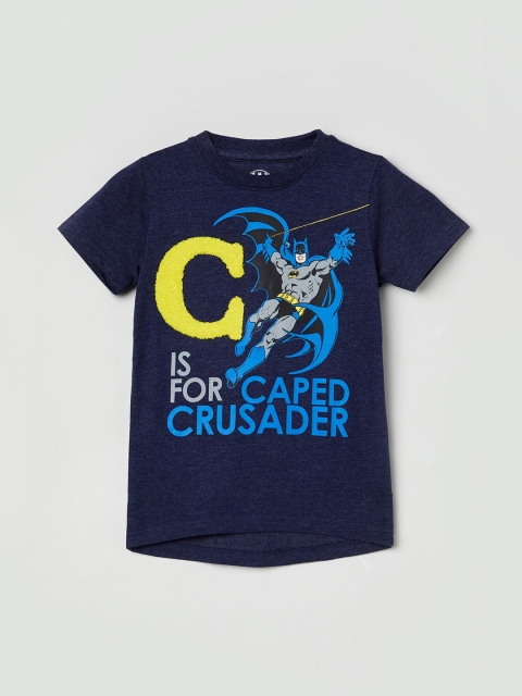 

max Boys Blue Printed Round Neck T-shirt