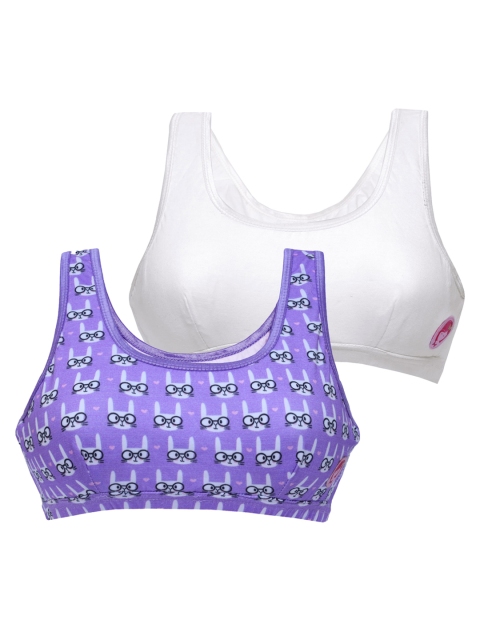 

DChica Girls White Set of 2 Printed Beginner Sports Bras DCBRFB6505/xxs