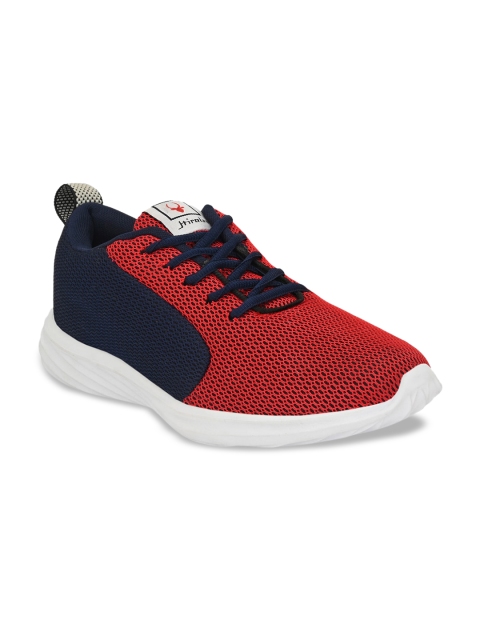 HIROLAS Men Red Mesh Walking Shoes