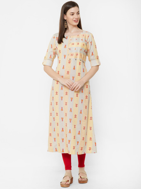 

Juliet Women Orange Embroidered A-Line Kurta