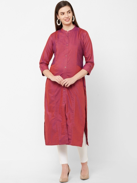 

Juliet Women Pink Woven Design Straight Kurta