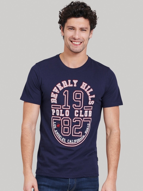 

Beverly Hills Polo Club Men Navy Blue Printed Round Neck T-shirt