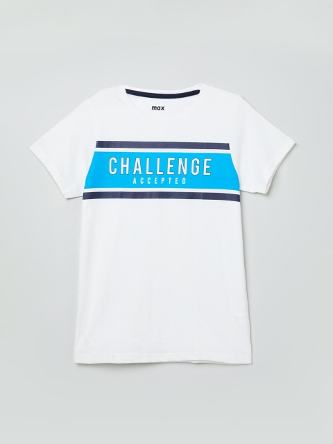 

max Boys White Colourblocked Round Neck T-shirt