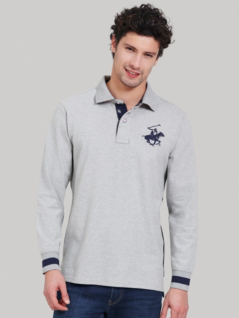 

Beverly Hills Polo Club Men Grey Solid Polo Collar T-shirt