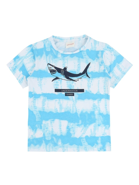 

RAINE AND JAINE Boys Blue Printed Henley Neck T-shirt