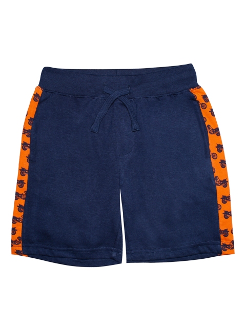 

KiddoPanti Boys Navy Blue Solid Cotton Regular Shorts