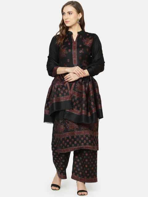 

Safaa Women Black Acro Wool Woven Suit & Dupatta (Unstiched) For Winter