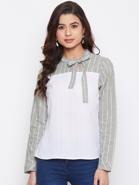 

Imfashini Women Green Tie-Up Neck Top