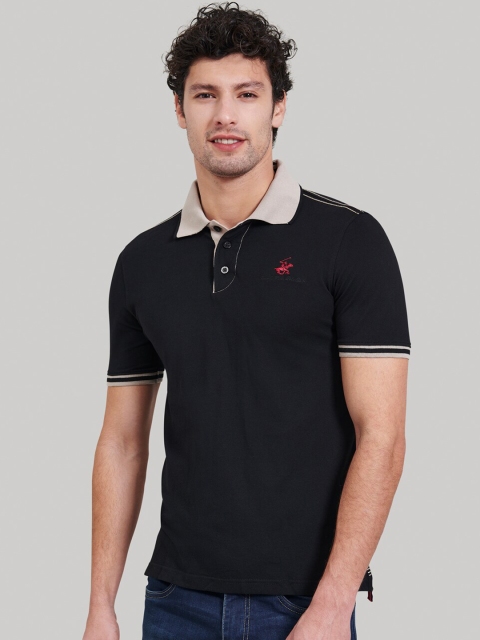 

Beverly Hills Polo Club Men Black Solid Polo Collar T-shirt