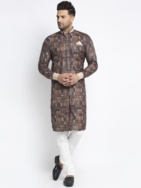 

Benstoke Men Black & Brown Printed Sherwani Set