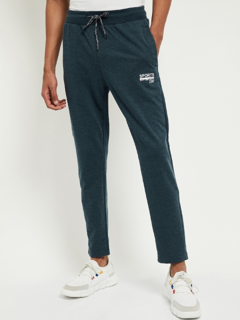 

max Men Teal Blue Solid Track Pants