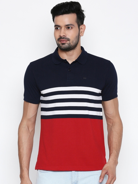 

People Men Red Striped Polo Collar T-shirt