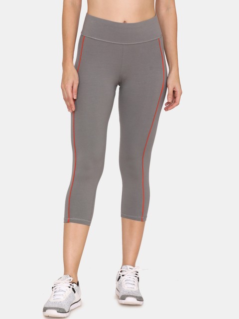 

Zelocity by Zivame Women Grey Solid Tight Fit Capris
