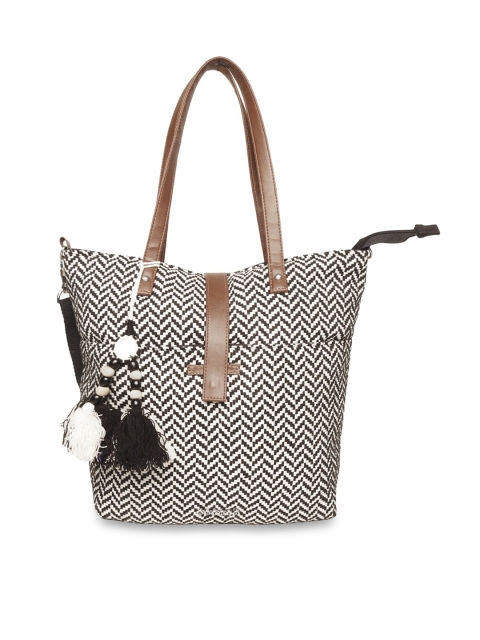 

ASTRID Black & White Self Design Shoulder Bag
