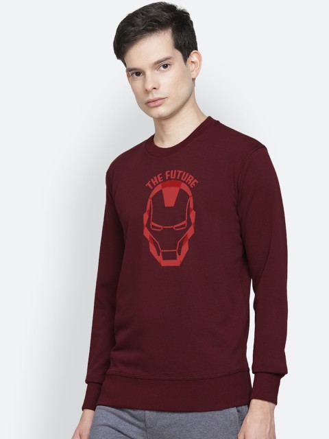 

Free Authority Iron Man Print Crew Neck Maroon Sweatshirt for Men