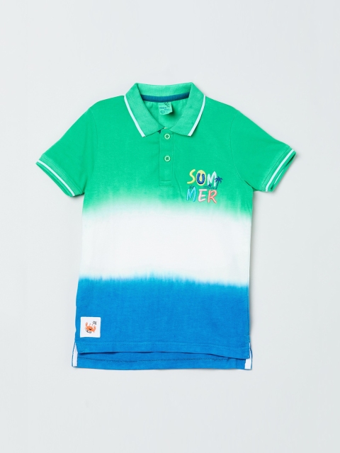 

max Boys Green Dyed Polo Collar T-shirt