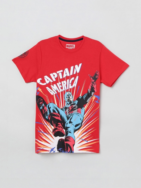 

max Boys Red Printed Round Neck T-shirt