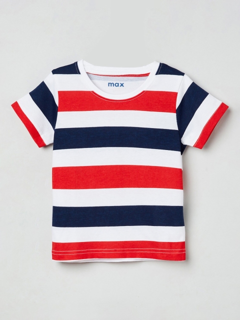 max Boys Multicoloured Striped Round Neck T-shirt, Multi