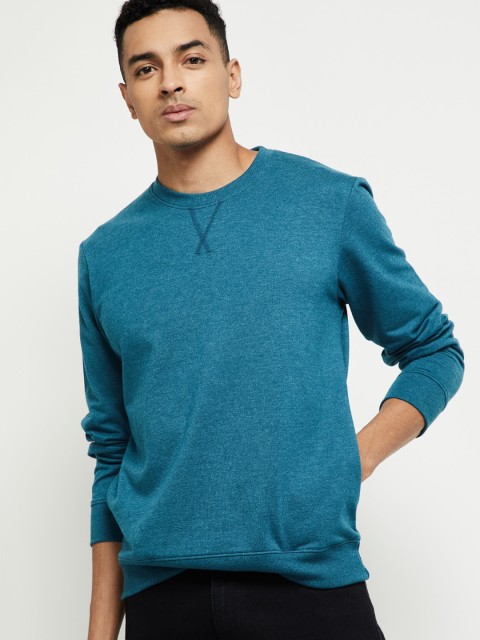 

max Men Teal Solid Sweatshirt