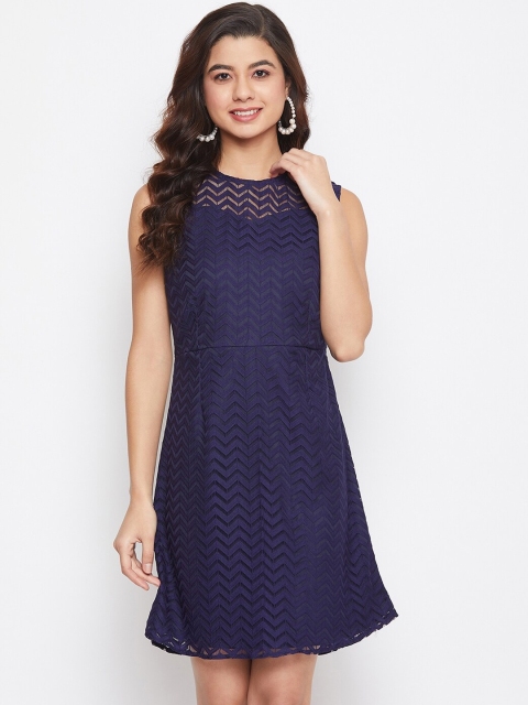 

Imfashini Women Blue Self Design Sheath Dress