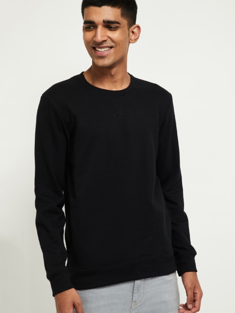 

max Men Black Solid Sweatshirt