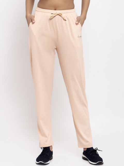 

NEUDIS Women Peach-Colour Solid Slim-Fit Track Pants