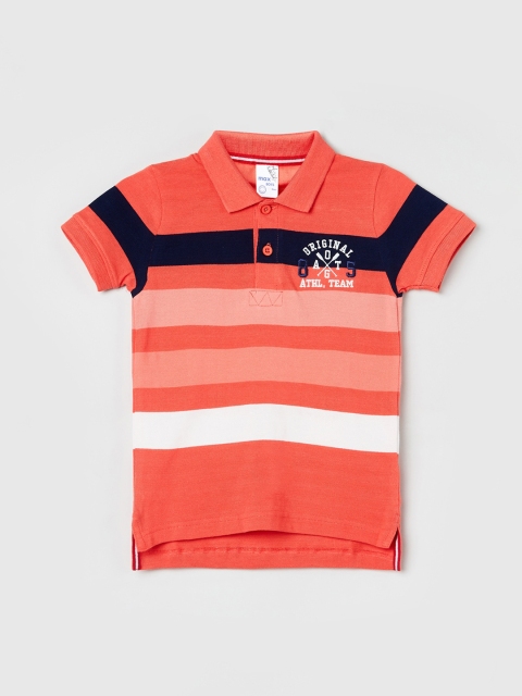 

max Boys Orange Striped Polo Collar T-shirt