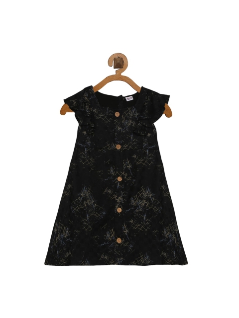 

Rianna Girls Black Printed A-Line Dress
